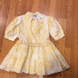Children's Yellow Floral Button-Front Dress
